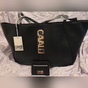 Cavalli Class Black Women's Bag And Card Wallet